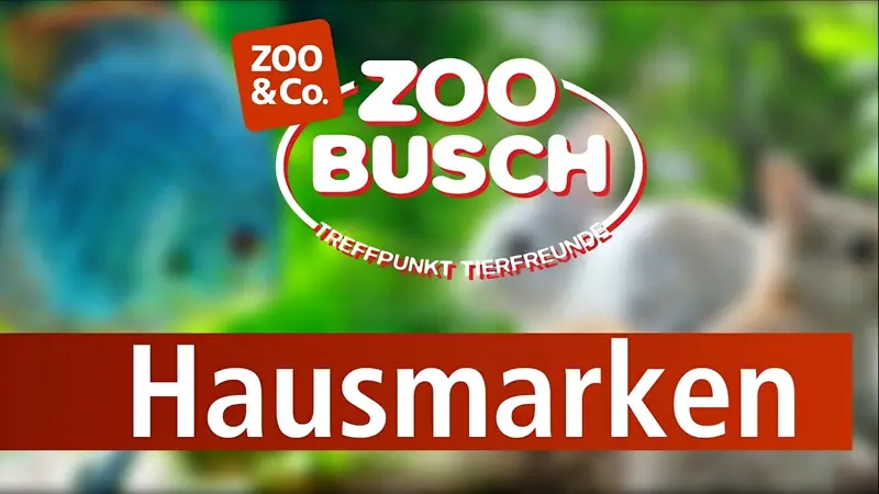 Hinweis: Hausmarken. Klicken für Mehr Infos. Im Hintergrund ist ein Fisch und Zwergkaninchen zu sehen.